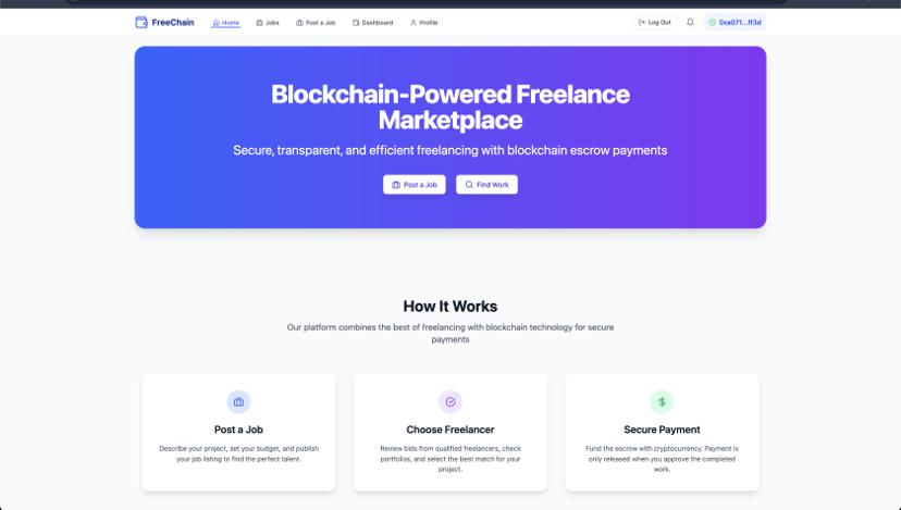Freelancer platform using Blockchain Screenshot
